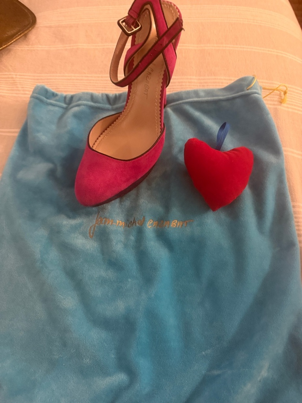 Suede Ankle-Strap Heels in Hot Pink